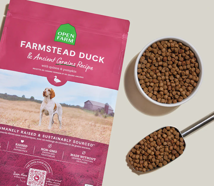 Open Farm Farmstead nourriture sèche pour chiens Canard et grains anciens 9.98 kg                        *** LIVRAISON LOCALE OU RETRAIT MAGASIN SEULEMENT ***