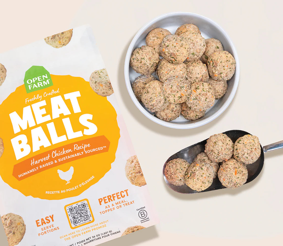 Open Farm supplément de repas congelé Freshly Crafted Meatballs recette Poulet