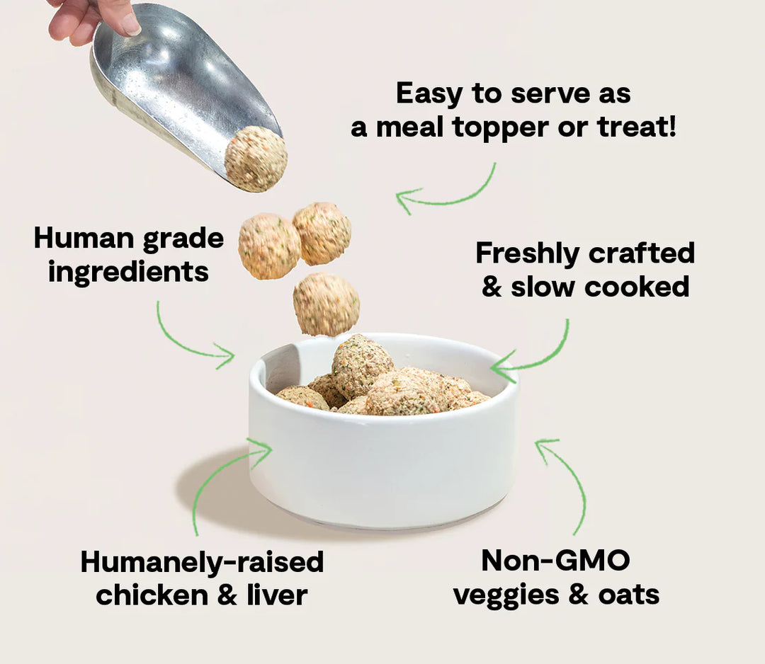 Open Farm supplément de repas congelé Freshly Crafted Meatballs recette Poulet