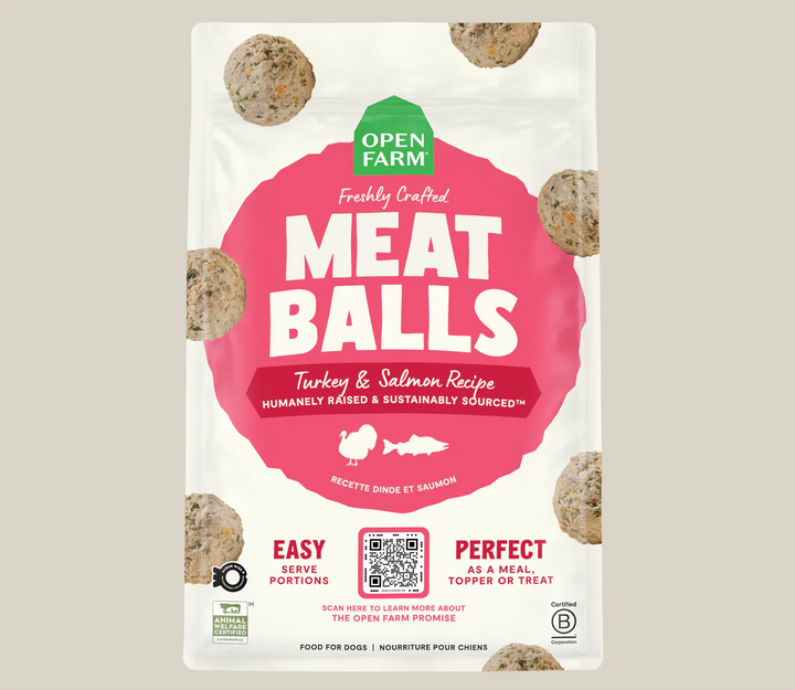 Open Farm supplément de repas congelé Freshly Crafted Meatballs recette Dinde et Saumon