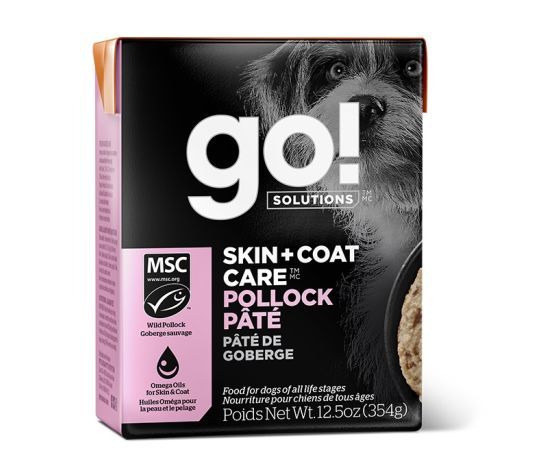 Go! Solutions Skin + Coat nourriture humide pâté de goberge avec grains 354g