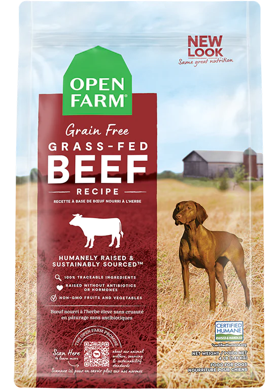 Open Farm nourriture sèche pour chiens Boeuf sans grains     *** Livraison locale seulement ***