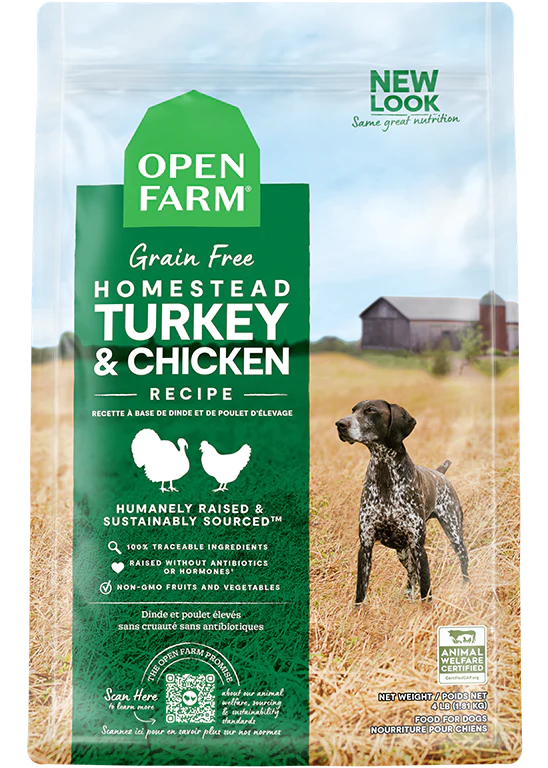 Open Farm Homestead nourriture sèche pour chiens Dinde et poulet sans grains 1.81 kg     *** Livraison locale seulement ***
