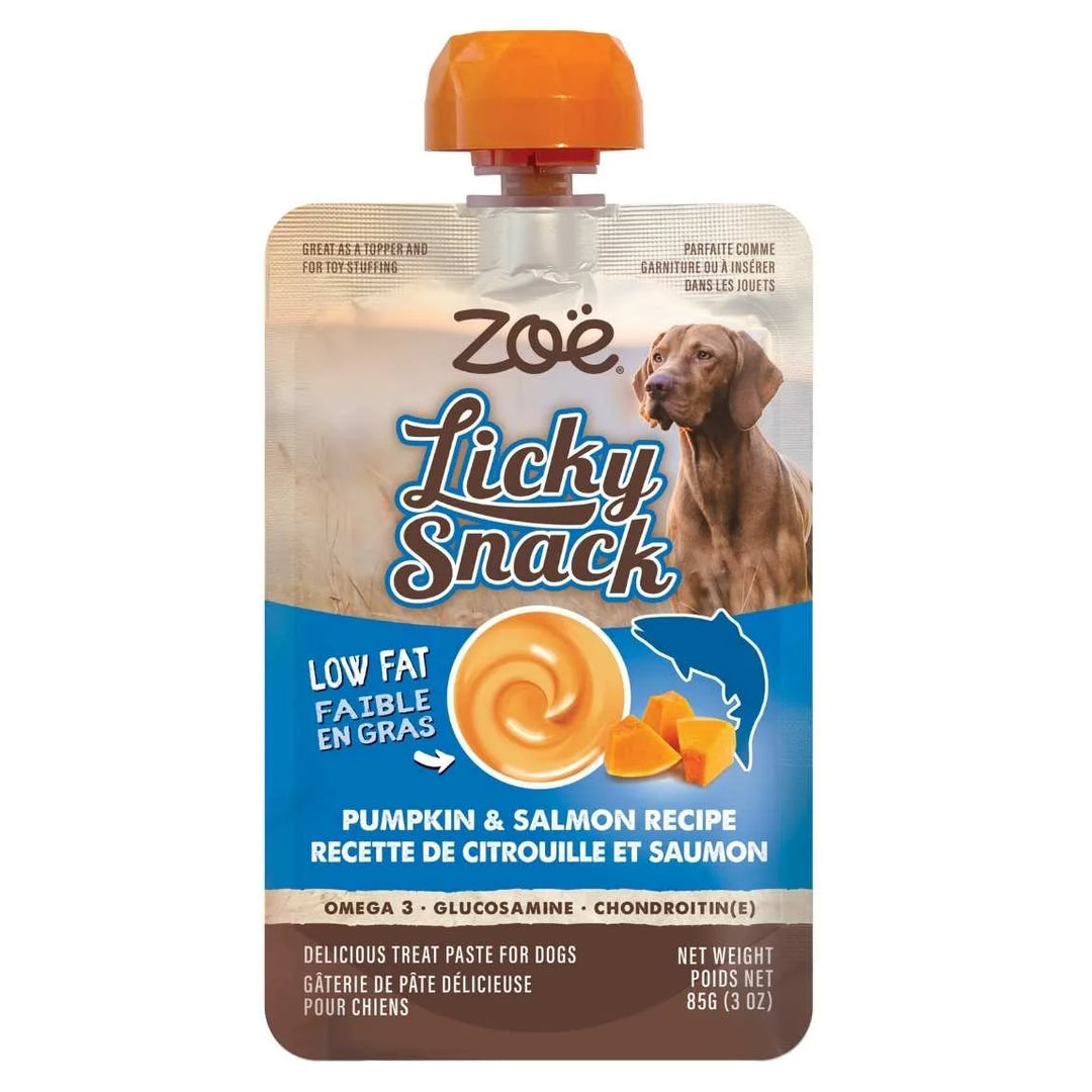 Zoë gâterie à lécher pour chiens Licky Snack citrouille et saumon 85g
