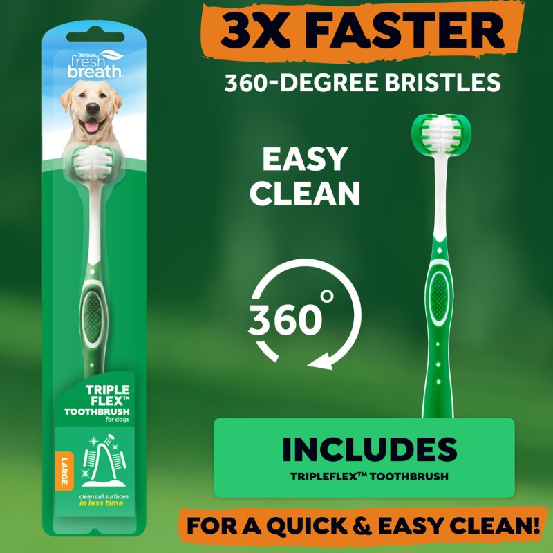 Tropiclean Fresh Breath brosse à dents Triple Flex pour chiens