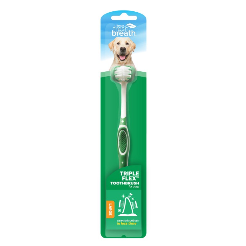 Tropiclean Fresh Breath brosse à dents Triple Flex pour chiens
