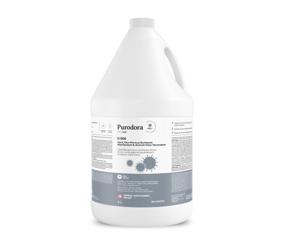 Purodora désinfectant pour surfaces dures et non poreuses et neutralisant d'odeurs d'animaux Formule D-500