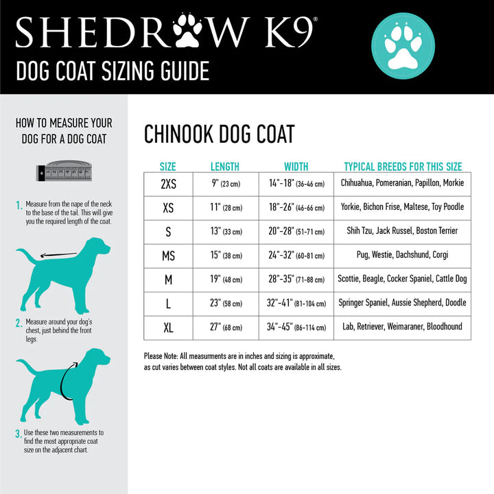 Shedrow manteaux pour chiens Chinook