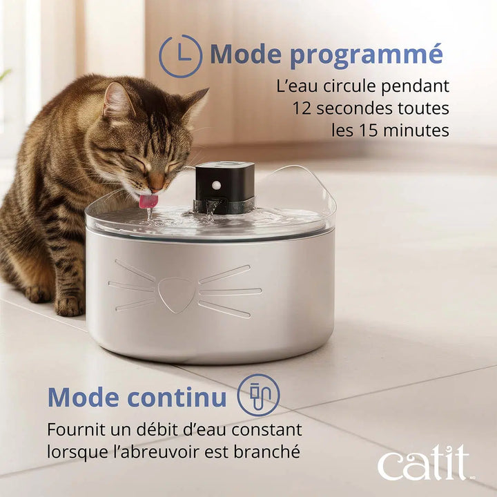Catit fontaine en acier inoxydable avec clarificateur UVC pour chats Pixi 5L