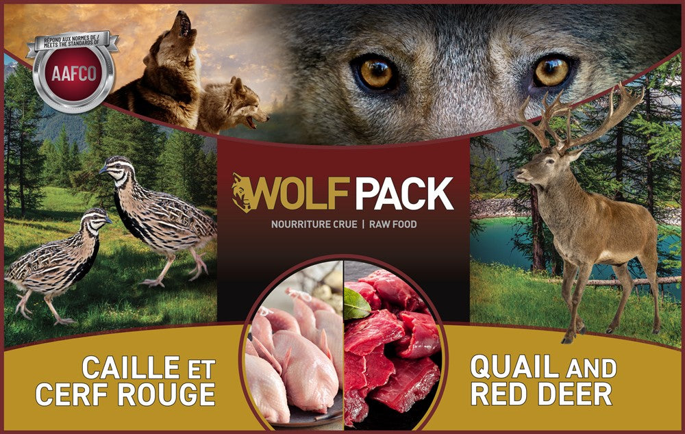 Wolf Pack nourriture crue pour chiens Caille et cerf rouge 2 lb (Canipro)