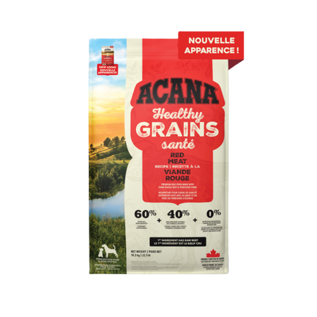 Acana Healthy Grains nourriture sèche pour chiens Viande Rouge 10.2 kg                 ** Nourriture sèche disponible seulement en boutique physique**