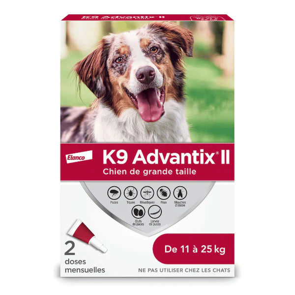 Elanco traitement contre puces et tiques pour chiens K9 Advantix 2