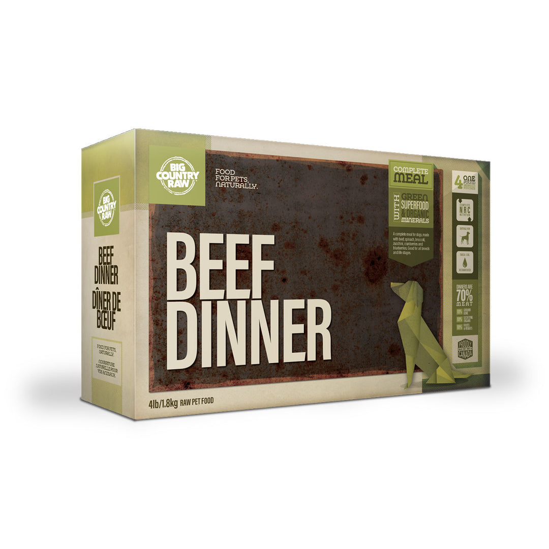 BCR Big Country Raw nourriture crue pour chiens Dîner de Boeuf 4 lb