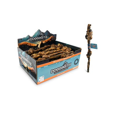 Dogginstix tresse de collagène d'agneau avec double noeuds