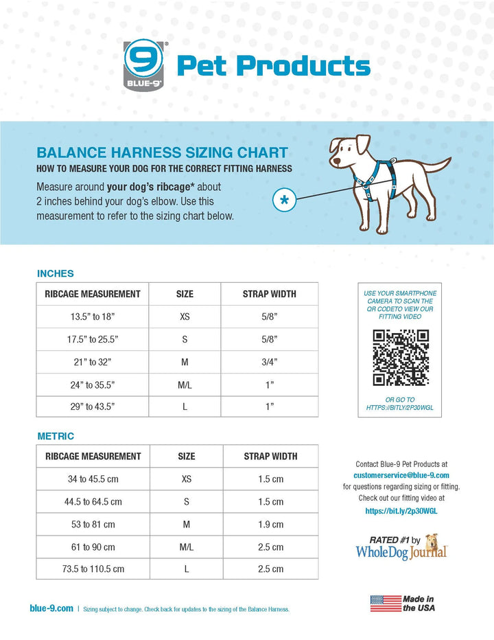 Blue-9 harnais pour chiens Balance Harness Buckle-Neck
