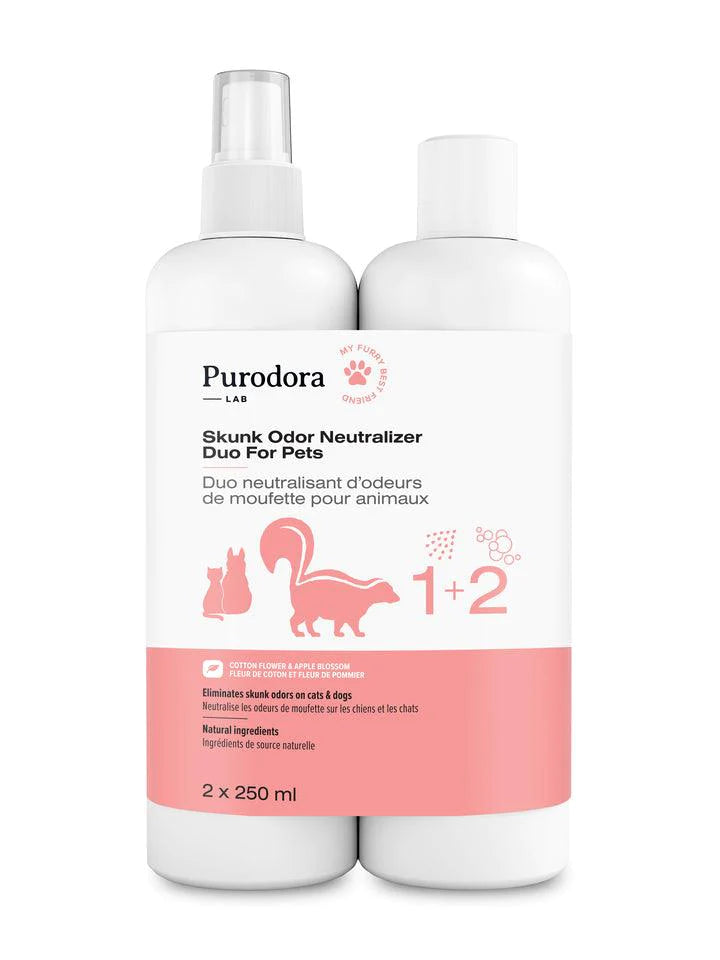 Purodora duo neutralisant d'odeurs de moufette pour animaux 2x250 ml