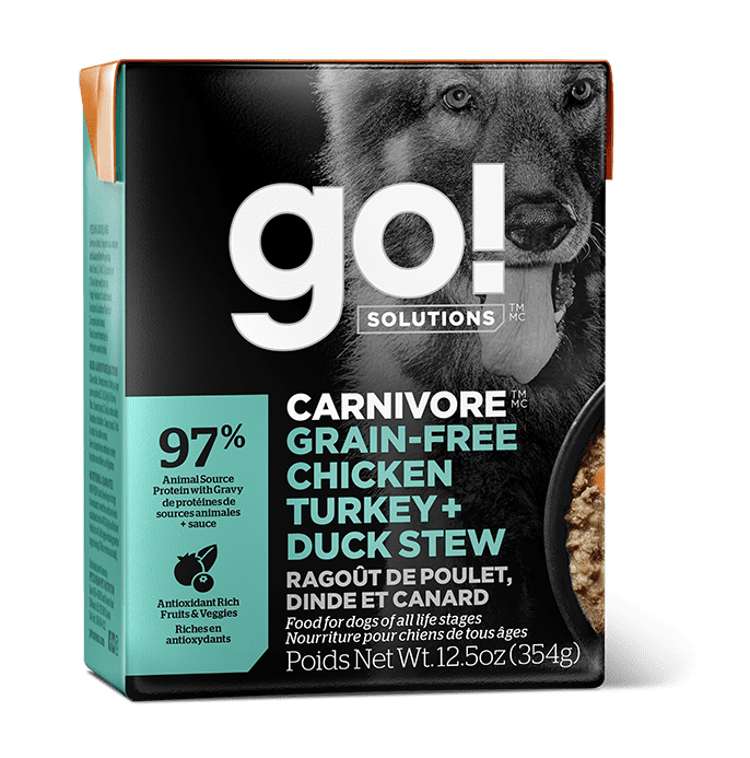 Go! Solutions Carnivore nourriture humide ragoût de poulet, dinde et canard sans grains 354g