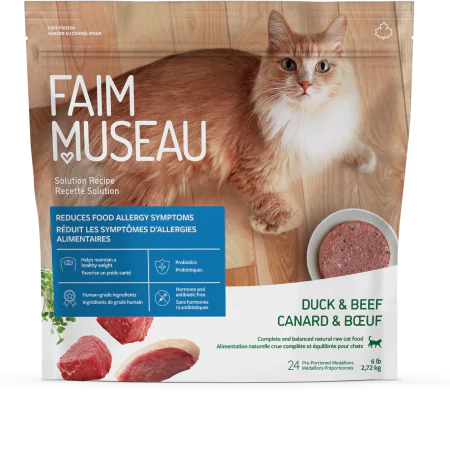 Faim Museau nourriture crue pour chats Canard et Boeuf 6 lb