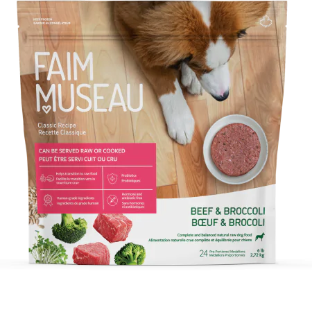 Faim Museau nourriture crue pour chiens Boeuf et Brocoli 6 lb