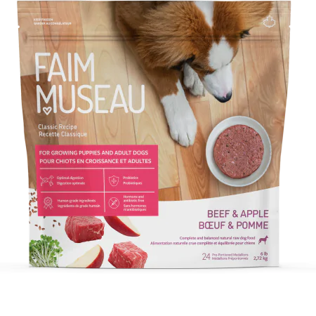Faim Museau nourriture crue pour chiens Boeuf et Pomme 6 lb