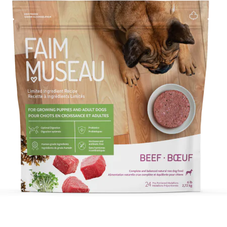 Faim Museau nourriture crue pour chiens Simplement Boeuf 6 lb
