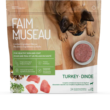 Faim Museau nourriture crue pour chiens Simplement Dinde 6 lb