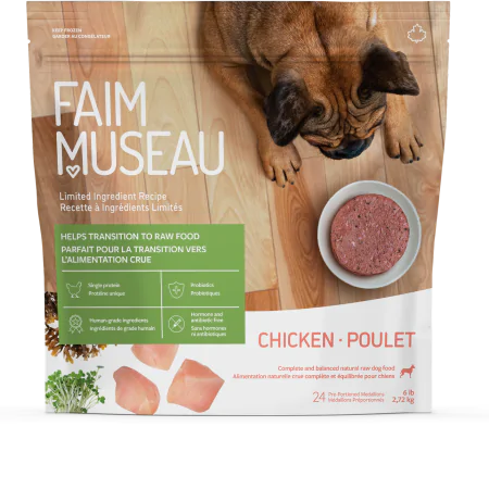 Faim Museau nourriture crue pour chiens Simplement Poulet 6 lb