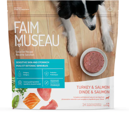Faim Museau nourriture crue pour chiens Dinde et Saumon 6 lb