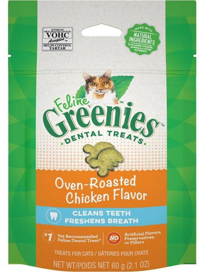 Greenies gâteries dentaires pour chat, saveur de poulet rôti 60g