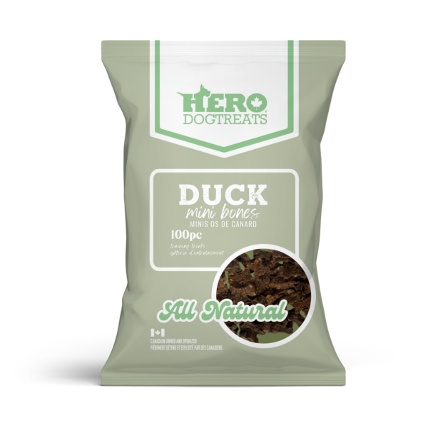 Hero Dog Treats mini os de canard 100 pièces 75g