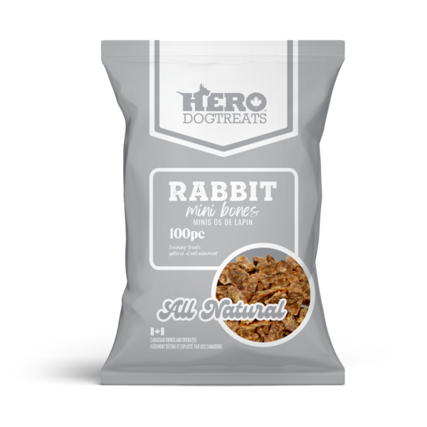 Hero Dog Treats mini os de lapin 100 pièces 75g