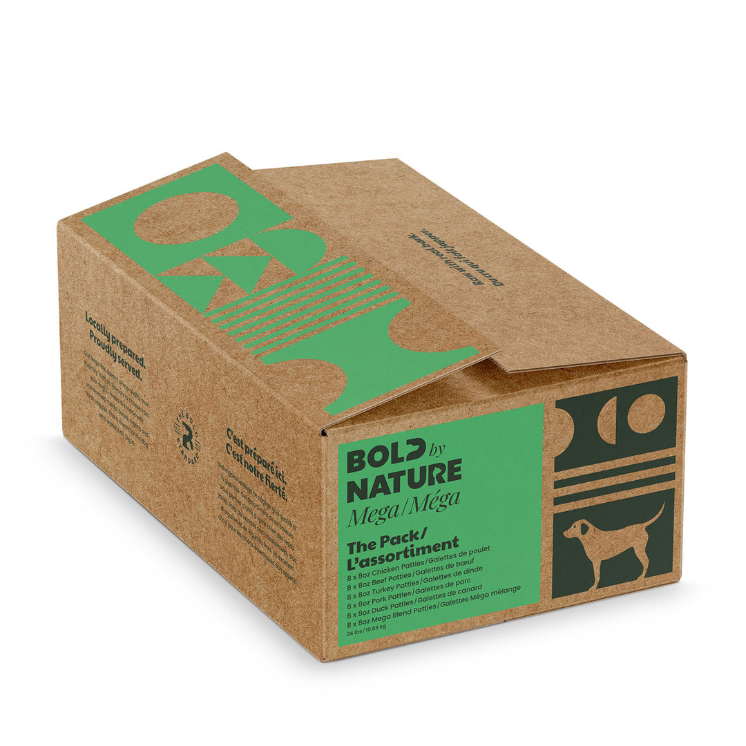 BBN Bold By Nature nourriture crue pour chiens Méga Assortiment toutes formules 24 lb