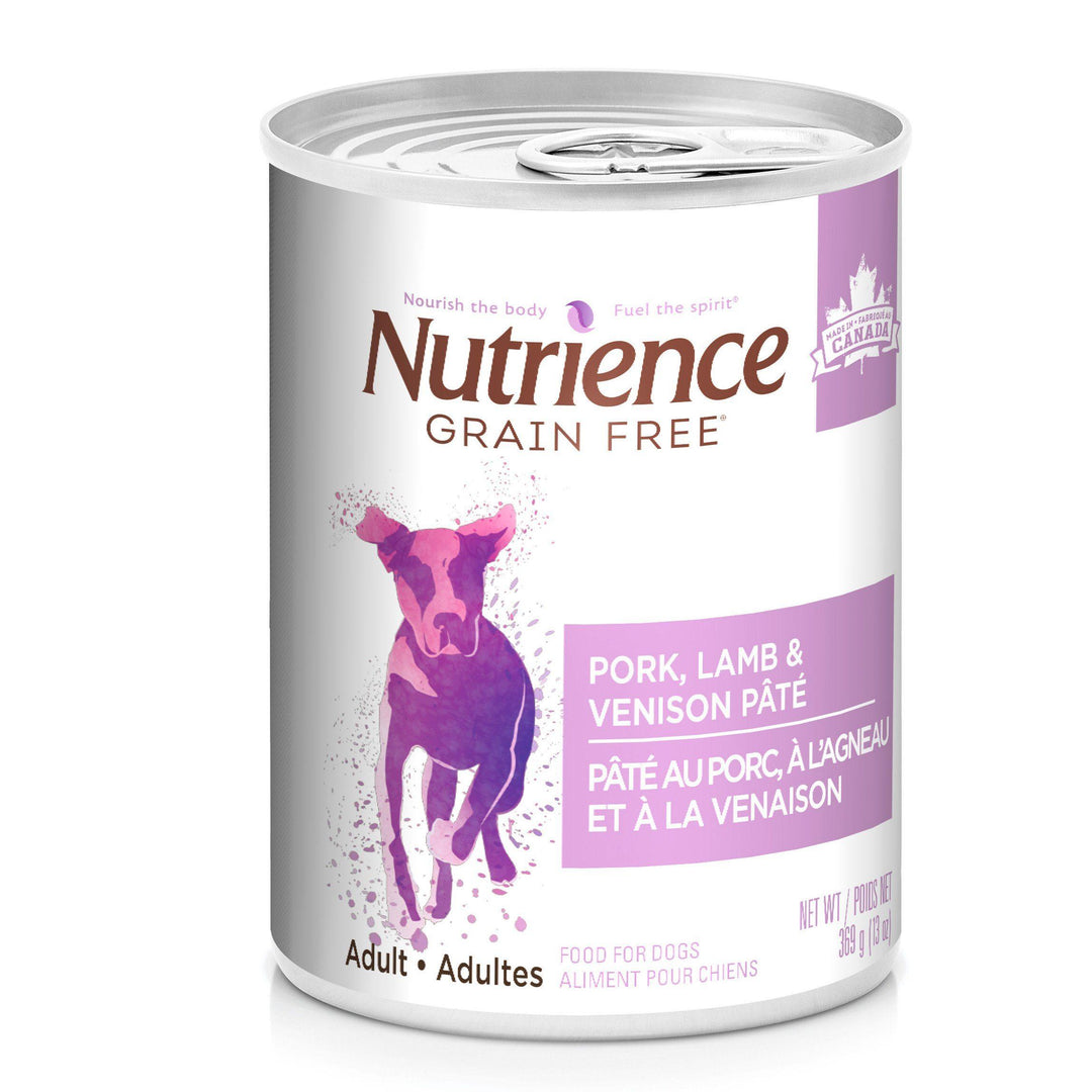 Nutrience Sans grains nourriture humide pour chiens Porc, agneau et cerf 369g