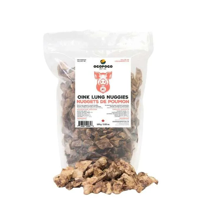 Ogopogo Pet Co. morceaux de poumons de porc Oink Lung Nuggies