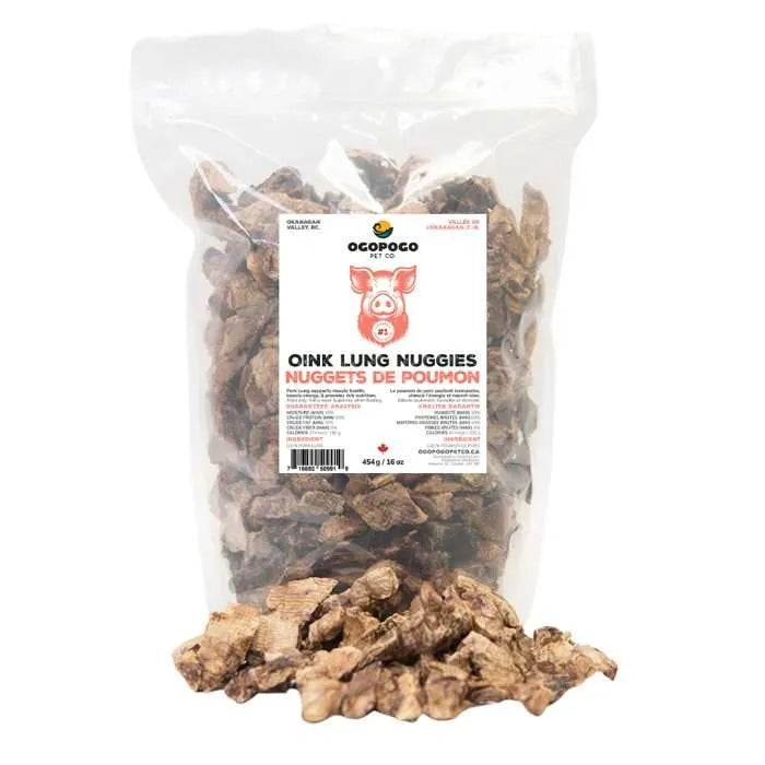 Ogopogo Pet Co. morceaux de poumons de porc Oink Lung Nuggies