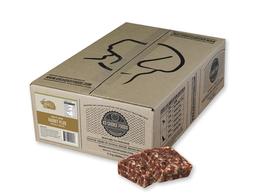 K9 Choice nourriture crue pour chiens Lapin Plus 9.1 kg