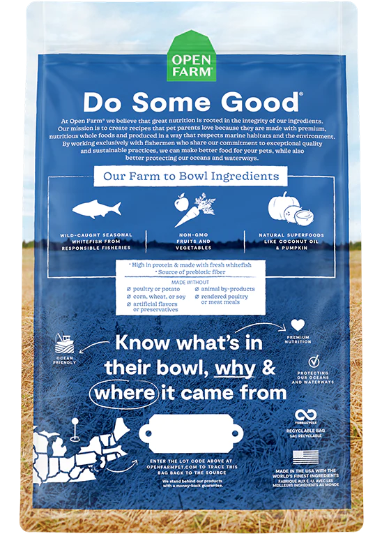 Open Farm nourriture sèche pour chiens Poisson blanc sans grains                 ** Nourriture sèche disponible seulement en boutique physique**