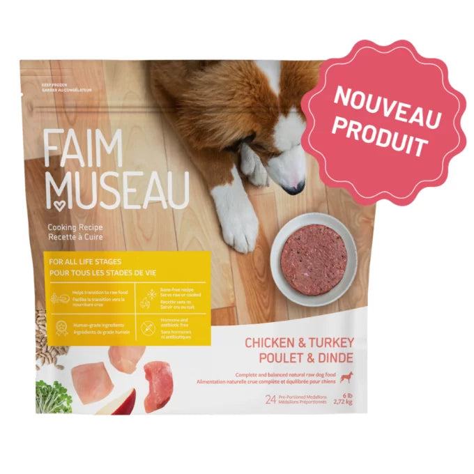 Faim Museau nourriture crue pour chiens Poulet et Dinde 6 lb