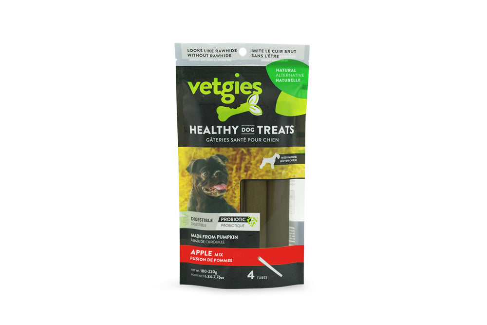 Vetgies gâterie végétale à base de citrouille Bâtons Fusion de Pommes 4 tubes