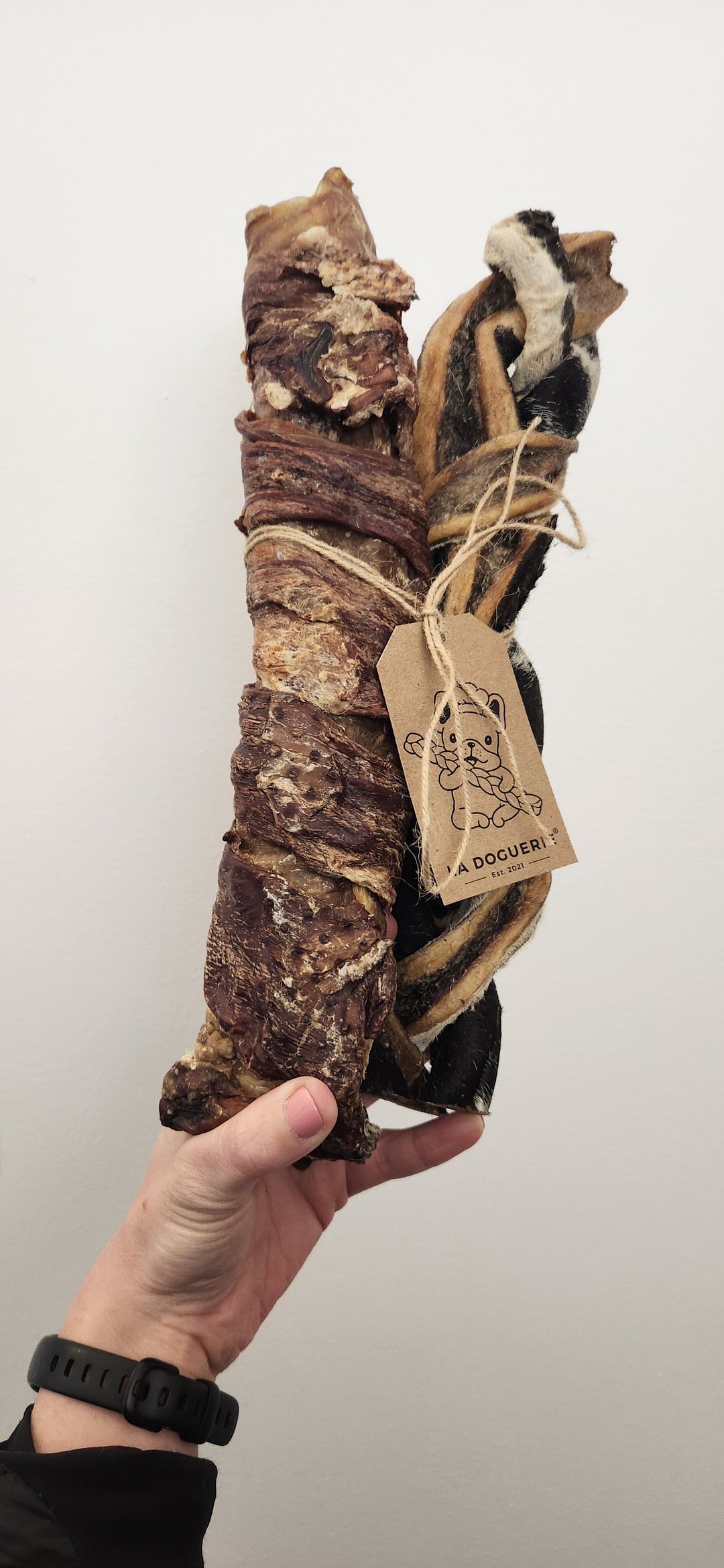 Duo Monstre tresse de peau de boeuf poilue et trachée de boeuf enrobée 12-15''