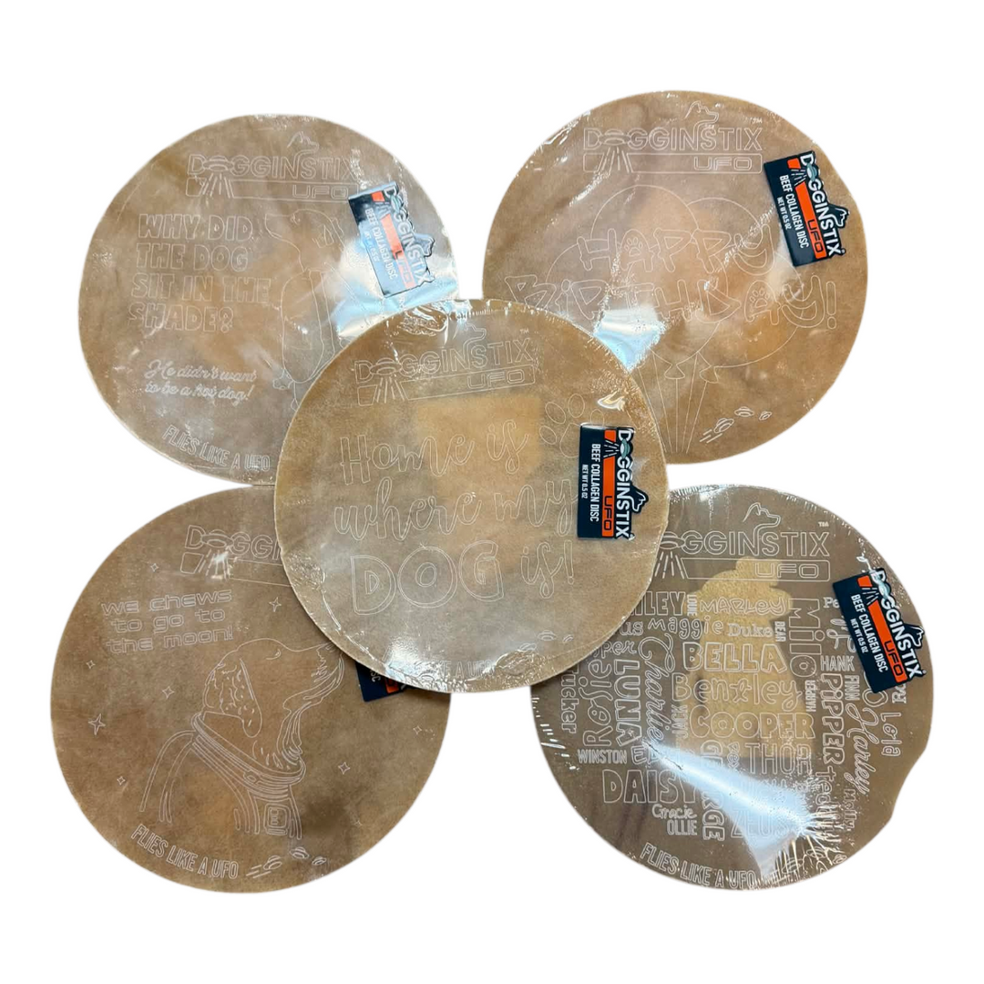 Dogginstix frisbee de collagène de boeuf 10'' - Paquet économique 5 pour 4