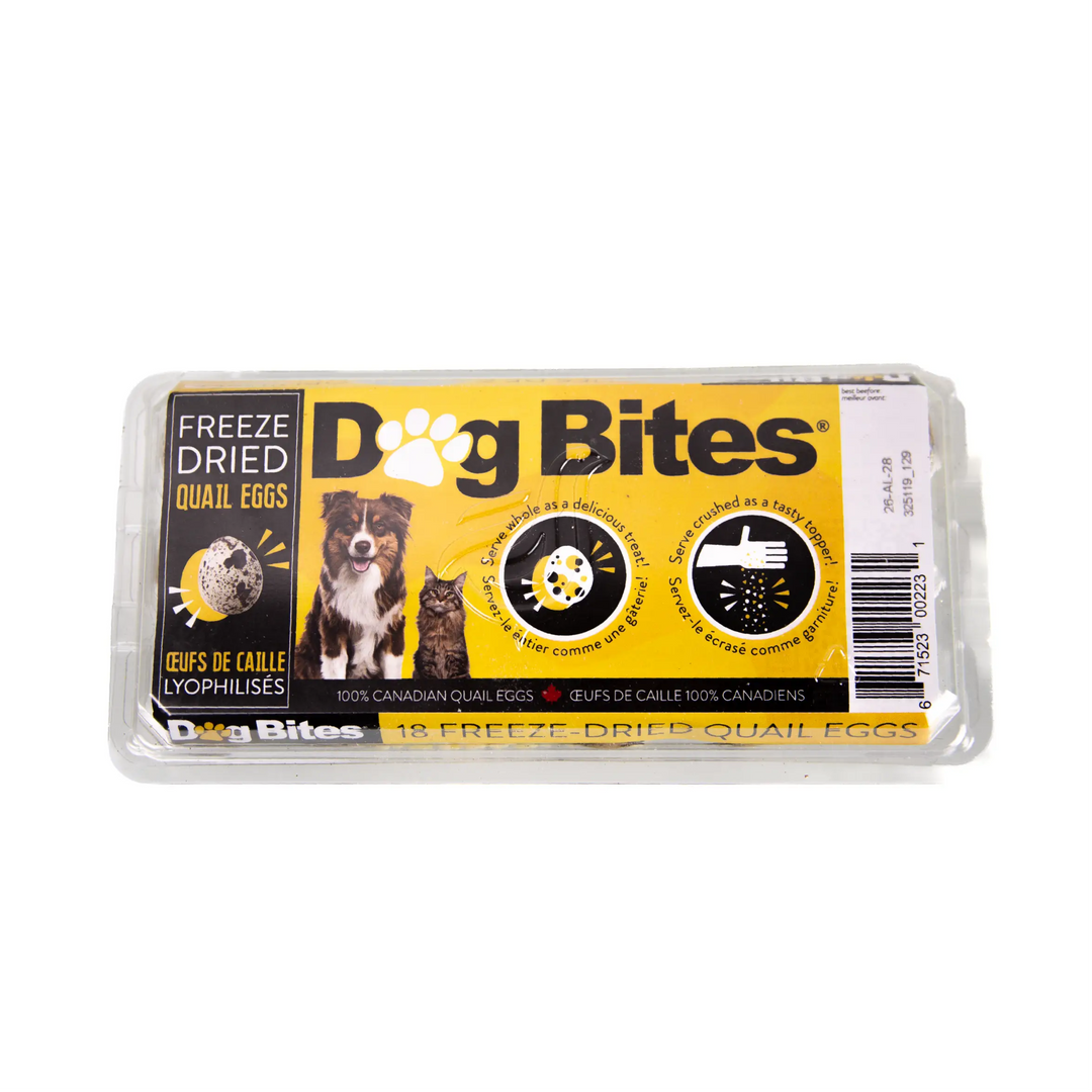 Dog Bites oeufs de caille lyophilisés (paquet de 18)