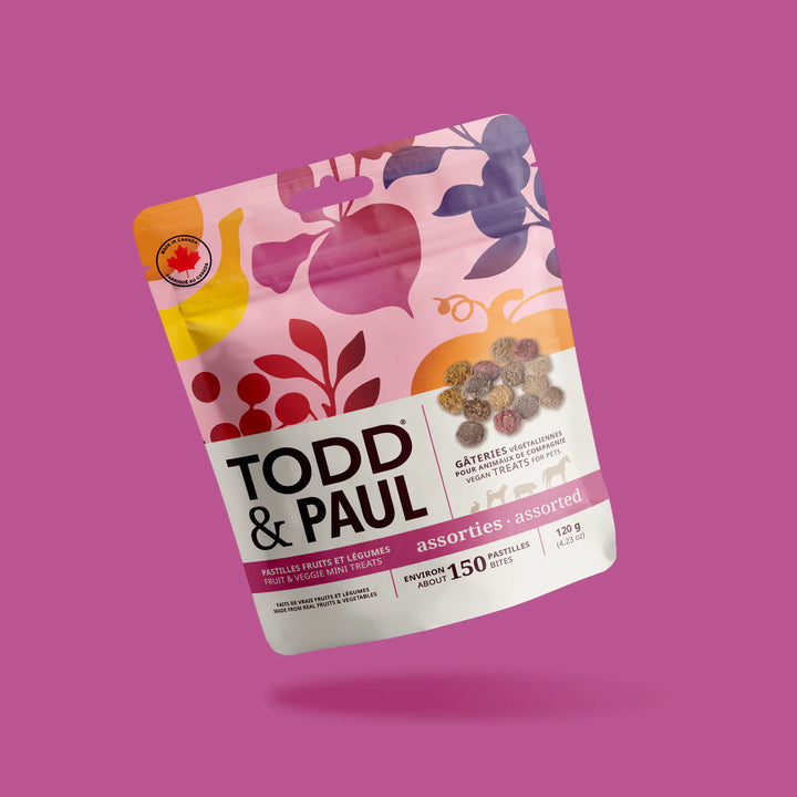 Todd & Paul gâterie végétarienne pour chiens Pastilles assorties 120g