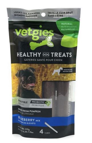 Vetgies tubes végétaux à base de citrouille paquet de 4, saveur Fusion de bleuets