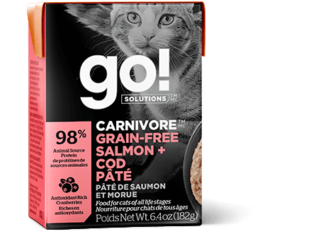 Go! Solutions Carnivore nourriture humide pour chats Saumon et morue sans grains 182g