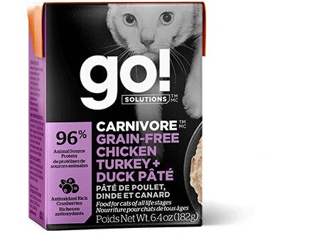 Go! Solutions Carnivore nourriture humide Poulet, dinde et canard sans grains 182g